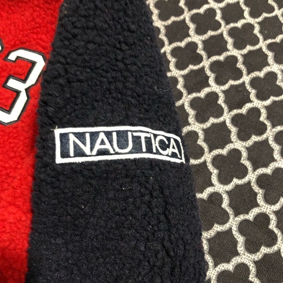 Nautica Kids Red Sherpa Full Zip Red Blue Jacket - Picture 3 of 6
